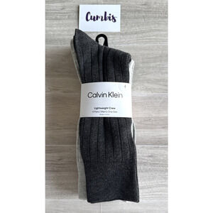Calvin Klein Men's 4-Pairs Lightweight Crew Socks Gray Black NEW US 7-12